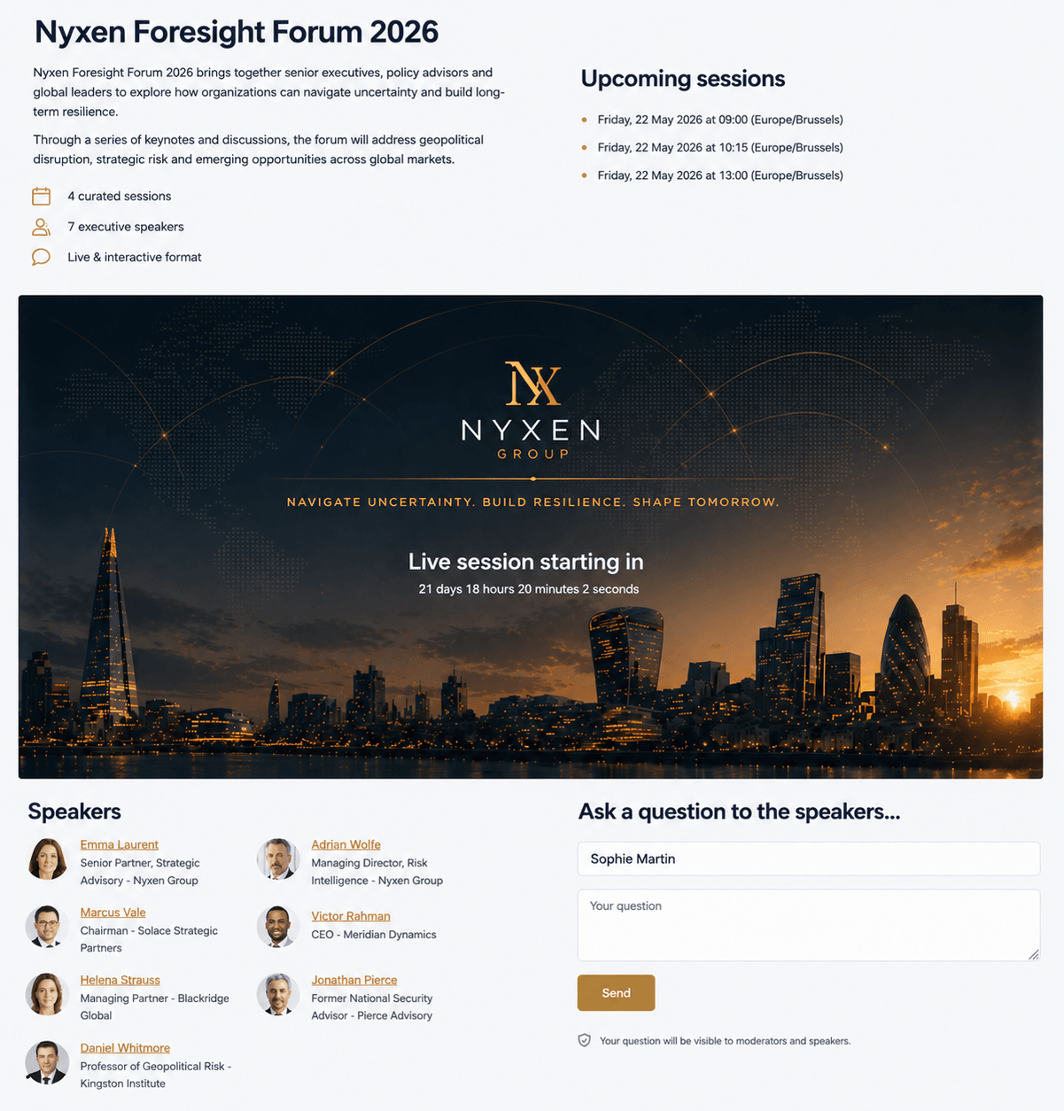 CenterStage branded event landing page